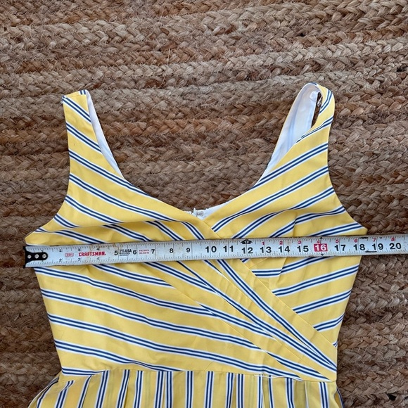 Talbots Size 8 Yellow & Blue Striped Cotton Fit & Flare Dress - Picture 6 of 8